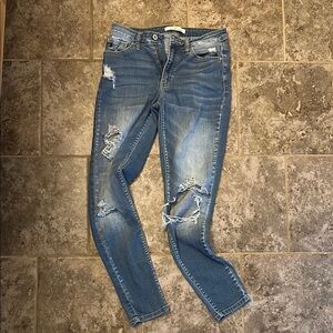 Women's Distressed Blue Jeans